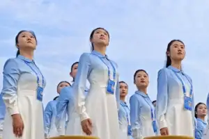 [포토] 전승절 열병식 앞두고 정렬한 합창단