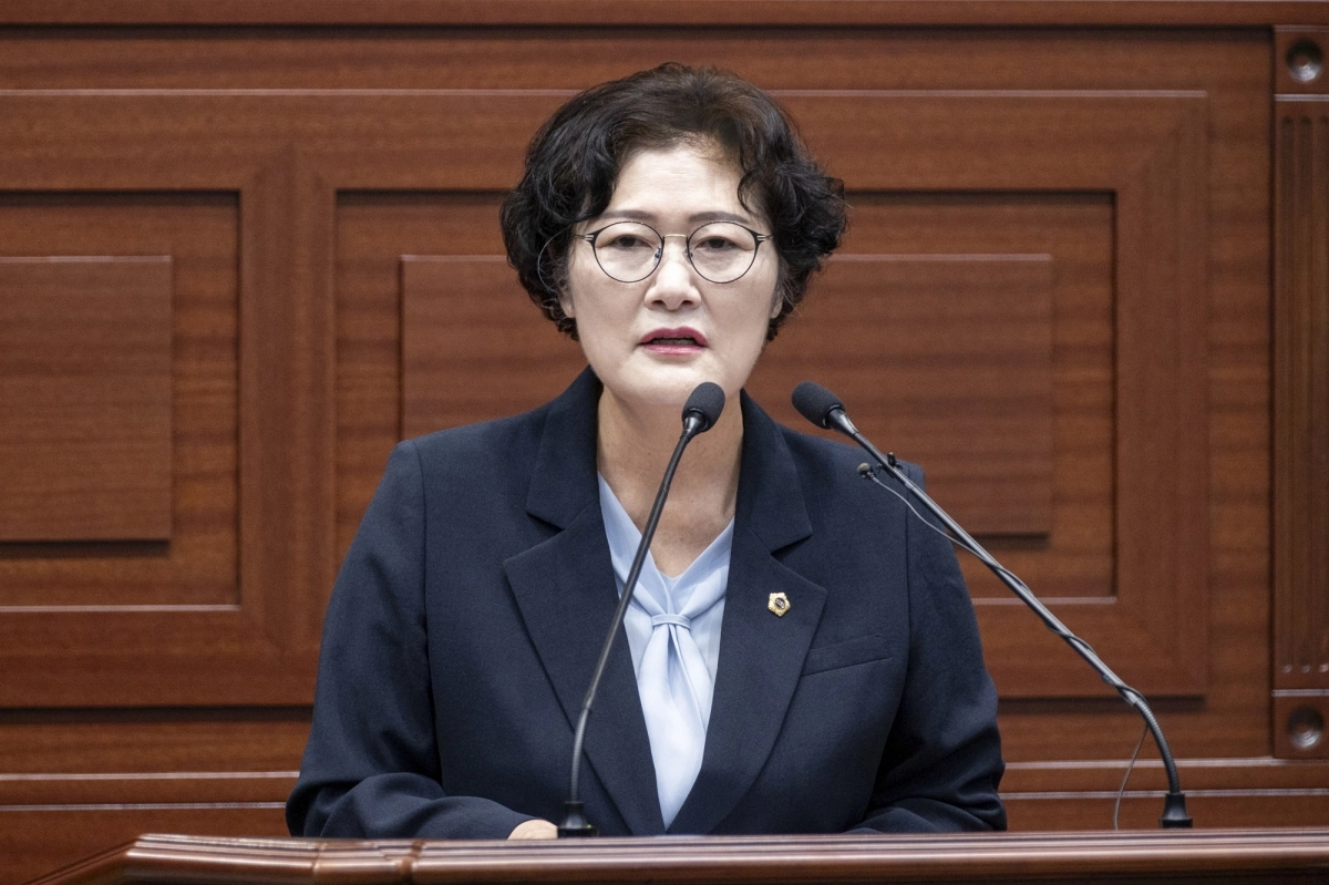 4일 열린 제357회 경북도의회 임시회 제2차 본회의 5분 자유발언을 하는 남영숙 의원. 경북도의회 제공