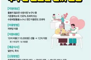 수원새빛돌봄 식사, 10회 자부담하면 2회 무료