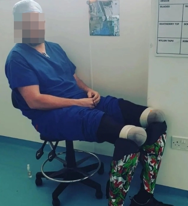 호퍼가 다리 절단 수술 6개월 후 직장에 복귀한 모습. SNS 캡처