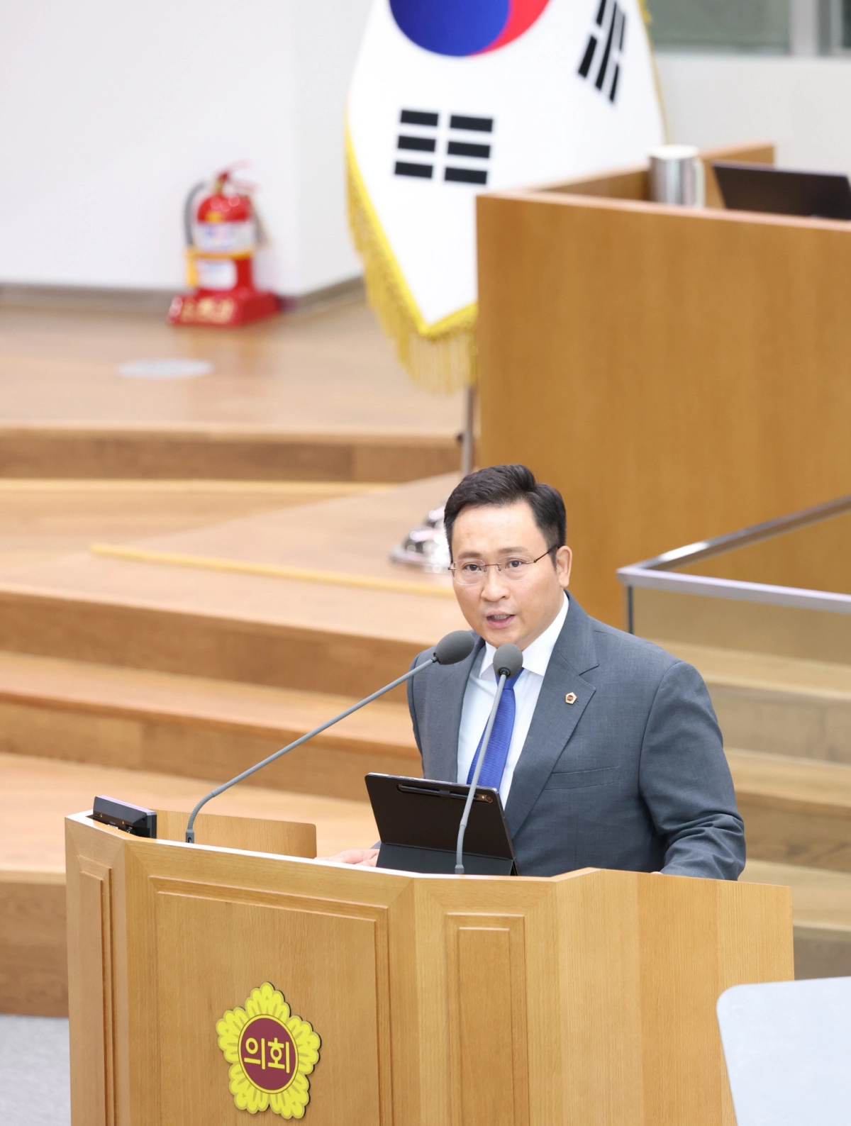 9월 9일 열린 제386회 임시회 제3차 본회의에서 발언하고 있는 교육행정위원회 변재석 의원. (사진=경기도의회)