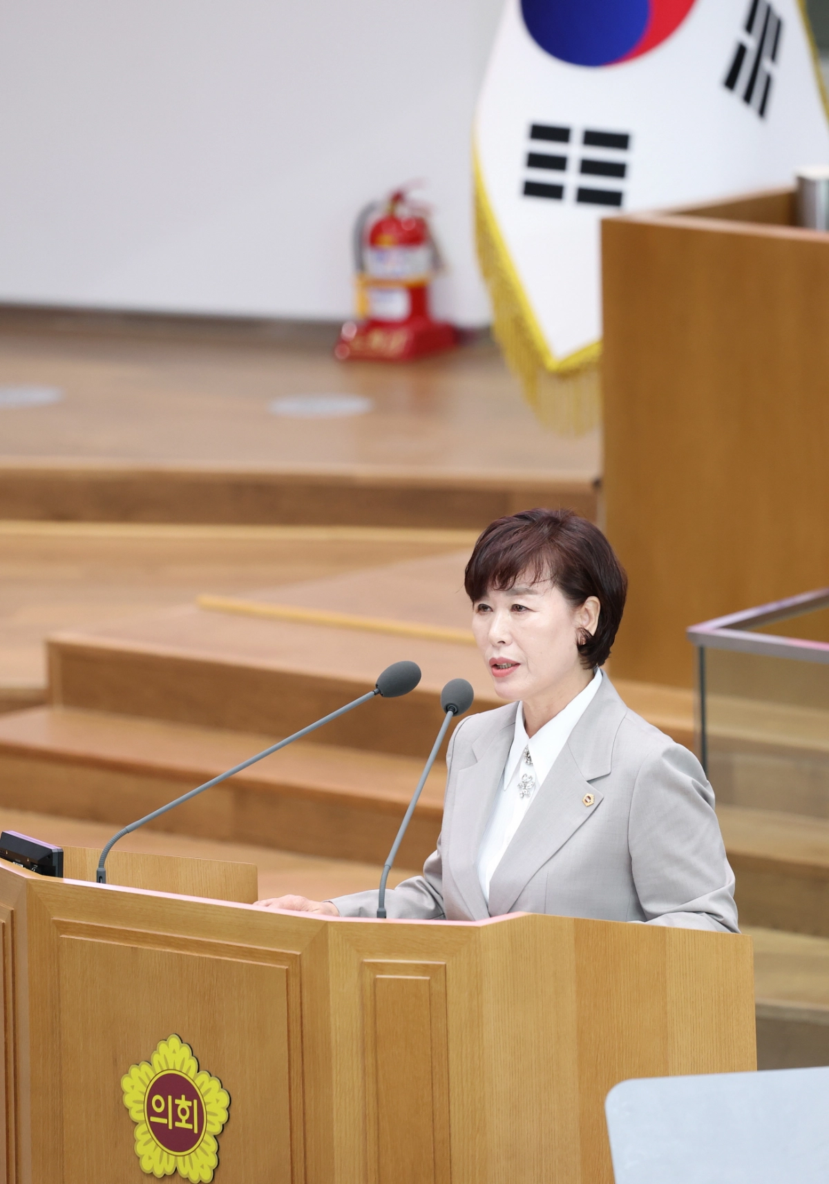 9일 제386회 정례회 제3차 본회의에서 도정질문을 하고 있는 이채영 의원. (사진=경기도의회)