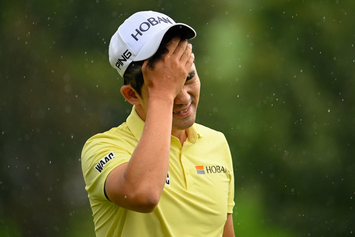 지난 8월 17일(현지시간) 미국 아이다호주 보이시의 힐크레스트 컨트리클럽(파71)에서 열린 앨버트슨스 보이시 오픈 최종 라운드 18번 홀에서 퍼트 뒤 아쉬워하는 김비오. 보이시 AFP 연합뉴스