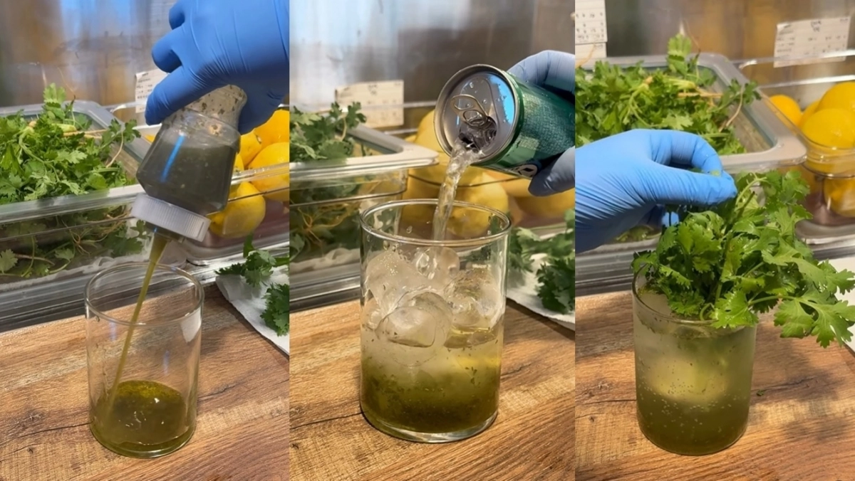 대전 중구 은행동 성심당 문화원에서 판매되는 ‘고수그린모히또’의 제조 과정. 자료 : 성심당 문화원 인스타그램
