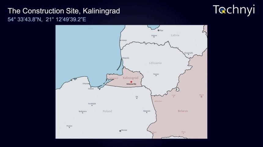 칼리닌그라드 레이더 기지 건설 현장 위치. 토치니 홈페이지 캡처.