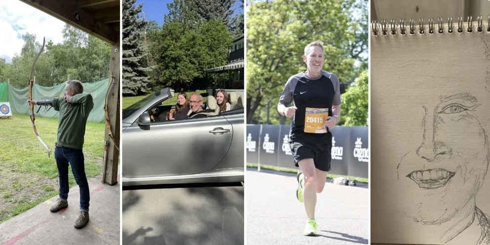 로스 카미지 미국 콜로라도대 의과대학 암센터 박사가 폐암 진단을 받은 뒤 90일마다 새로운 분야에 도전하는 ‘90일 챌린지’를 하는 모습. 자료 : 콜로라도대 의과대학