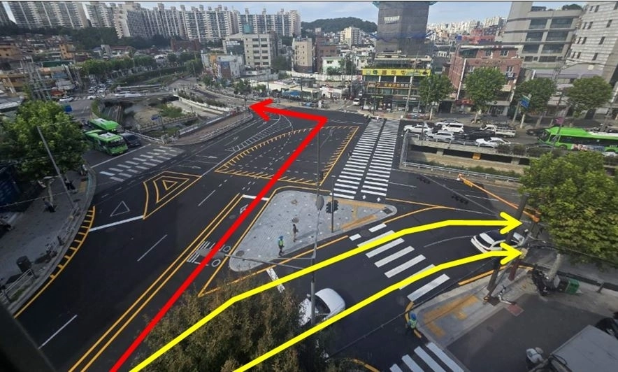 미림여고 교차로 인근 전경 및 교통방향