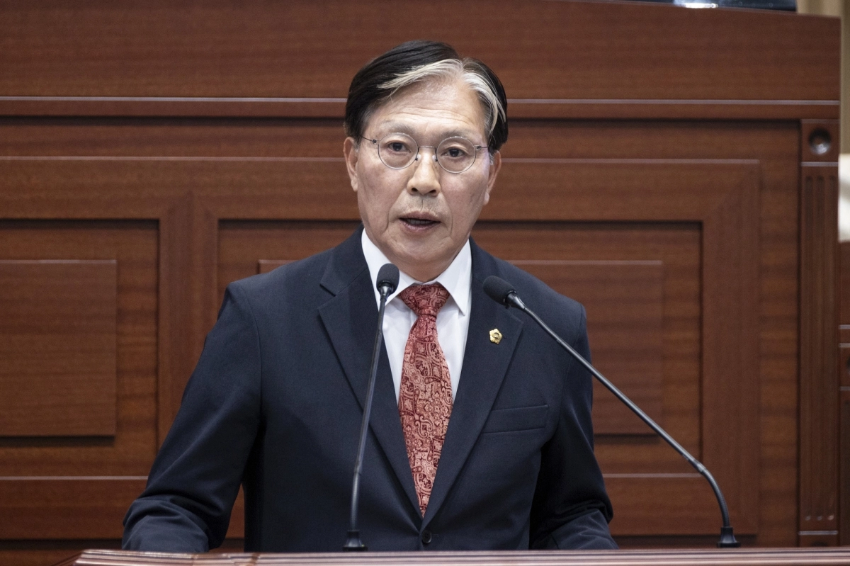 2일 열린 제358회 임시회 제2차 본회의 5분 자유발언을 하는 윤철남 의원. 경북도의회 제공