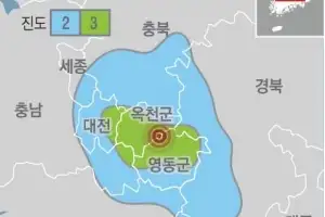 추석 연휴 충북 옥천서 규모 3.1 지진