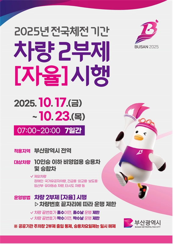 차량2부제 캠페인 시행 홍보물. 부산시 제공