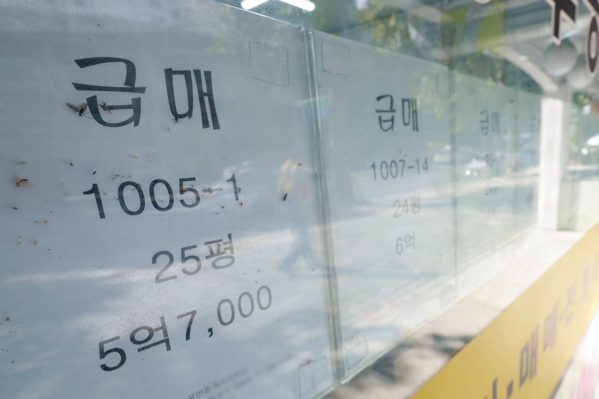 16일 서울 노원구 한 공인중개업소에 급매물 정보가 게시돼 있다. 2025.10.16. 연합뉴스