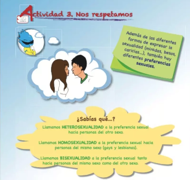 스페인 세비야시가 배포해오던 성교육 책자가 극우 정당의 비난에 회수 조치됐다고 지난 14일(현지시간) 현지 매체들이 전했다. 사진은 해당 책자 일부.