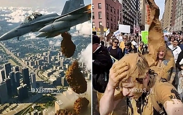 미국 전역 2700여곳에서 수백만명이 도널드 트럼프 대통령의 제왕적 국정 운영을 비판하는 ‘노 킹스’(No Kings·왕은 없다) 시위가 벌어진 18일(현지시간) 트럼프 대통령이 자신의 소셜미디어(SNS) 트루스소셜에 공유한 시위대 조롱 영상. 2025.10.18 트럼프 트루스소셜