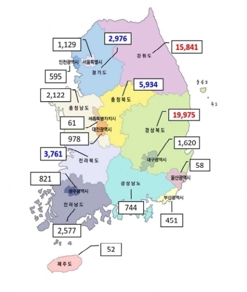 2025년 연탄사용가구 분포도. 연탄은행 제공