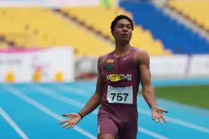 성인무대 데뷔 나마디 조엘진, 전국체전 3관왕…400m 계주 금메달