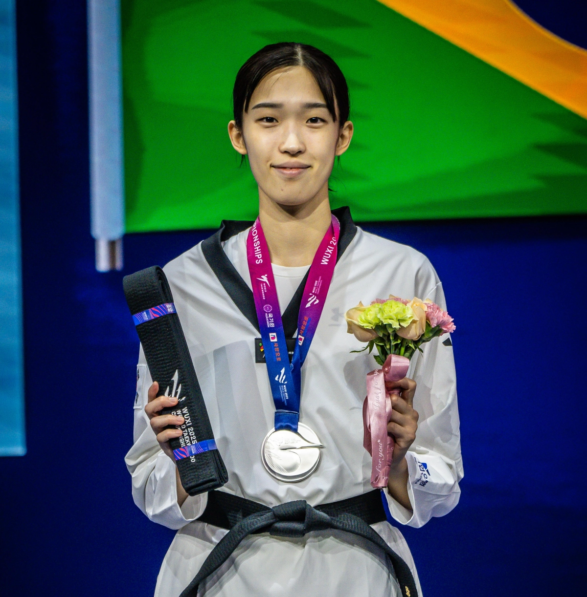 24일 중국 장쑤성 우시의 타이후 인터내셔널 엑스포 센터에서 열린 2025 세계태권도선수권대회 여자 57㎏급에서 준우승한 한국 태권도 국가대표 김유진. 세계태권도연맹 제공