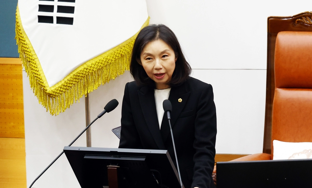 최호정 서울시의회 의장이 3일 서울시의회 본회의장에서 열린 제333회 정례회 1차 본회의에서 개회사를 하고 있다. 뉴시스