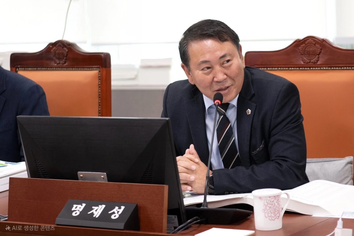 명재성 의원이 11월 7일 도시주택실 행정사무감사에서 질의하고 있다.(사진=경기도의회)