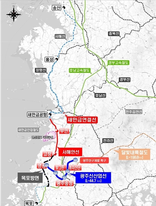 광주신산업선 노선도. 광주광역시 제공