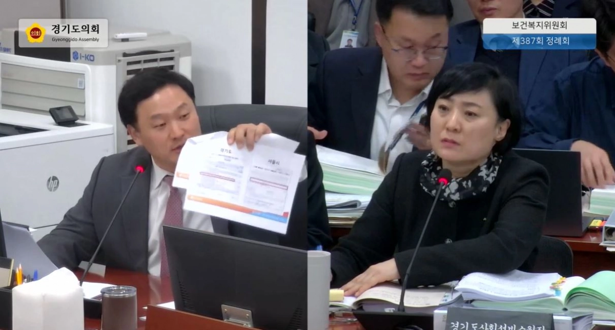 고준호 의원이 10일 열린 제387회 정례회 보건복지위원회 행정사무감사에서 피감기관을 상대로 질의하고 있다.(사진=경기도의회)