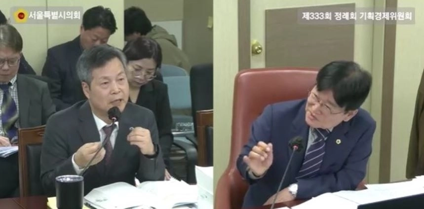 지나 10일 열린 서울시립대학교 및 서울연구원 행정사무감사에서 질의하는 김용일 의원
