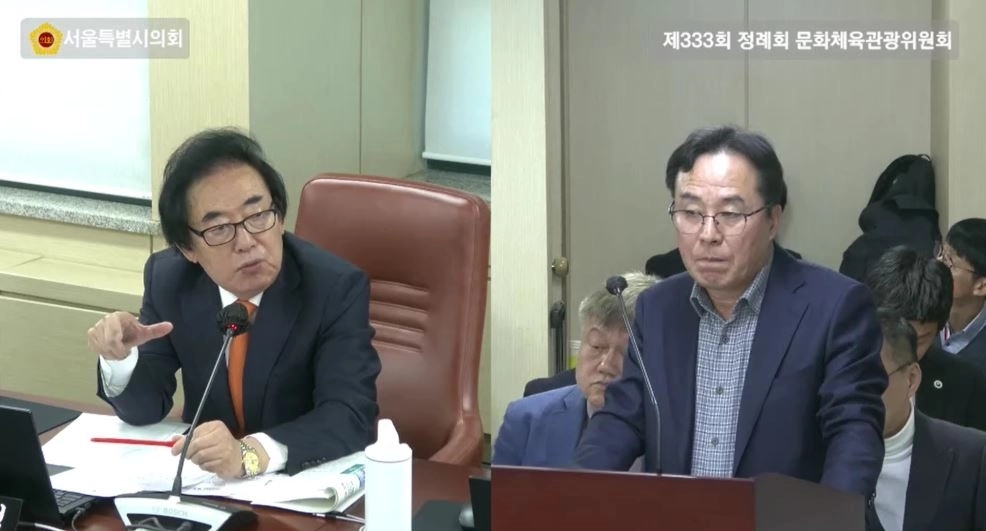 지난 10일 개최한 관광체육국 소관 행정사무감사에서 질의하는 김기덕 의원
