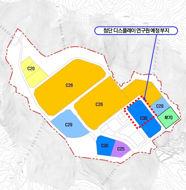 첨단 디스플레이 국가연구플랫폼 위치도. 아산시 제공