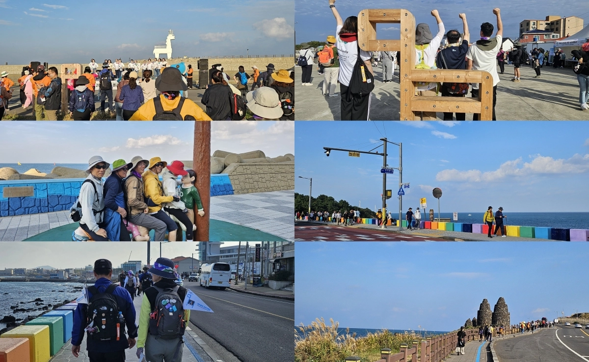 지난 6일부터 8일까지 17·18코스에서 열린 2025 제주올레걷기축제 참가자들이 길을 걷고 있다. 제주 강동삼 기자