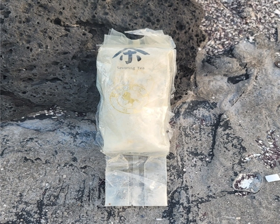 제주해안경비단이 16일 오후 4시 30분쯤 성산읍 해안가에서 차 포장 형태의 마약 의심 물체 1㎏을 발견했다. 제주경찰청 제공