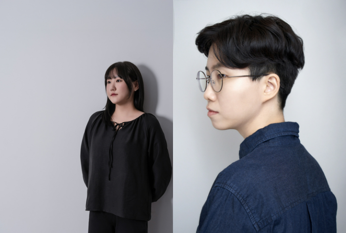 제15회 문지문학상 수상자들. 유선혜(왼쪽) 시인과 서장원(오른쪽ⓒ윤관희) 소설가. 문학과지성사 제공