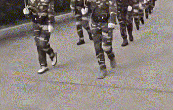 중국의 한 걷기 애호가(동호인) 단체 소속 100여명이 최근 서울 한강공원에서 군복 등 차림으로 행진곡에 맞춰 군대식 행진을 하는 모습이 포착돼 논란이다(사진 일부 모자이크 처리함). 더우인 캡처