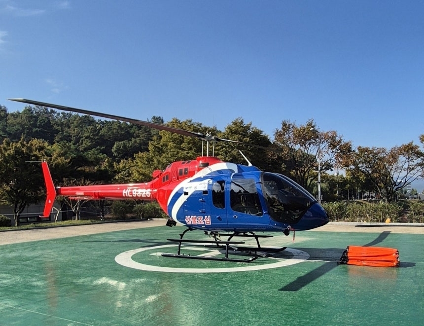 대구 동구가 산불 진화용으로 임차한 최신형 헬기 ‘BELL 505’. 동구 제공