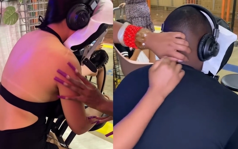 미국에서 등과 목, 머리 등을 긁어주는 새로운 치료법이 인기를 끌고 있다. 치료사들이 고객의 등과 머리를 만지는 모습. ‘스크래처 걸스’ 인스타그램 캡처