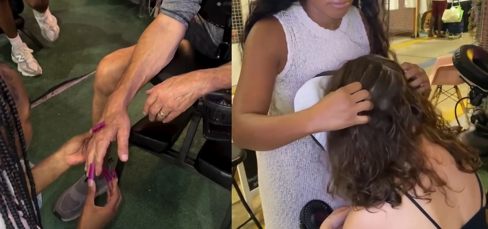 미국에서 등과 목, 머리 등을 긁어주는 새로운 치료법이 인기를 끌고 있다. 치료사들이 고객의 손과 두피를 만지는 모습. ‘스크래처 걸스’ 인스타그램 캡처