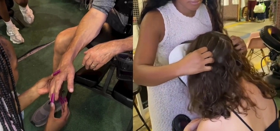 미국에서 등과 목, 머리 등을 긁어주는 새로운 치료법이 인기를 끌고 있다. 치료사들이 고객의 손과 두피를 만지는 모습. ‘스크래처 걸스’ 인스타그램 캡처