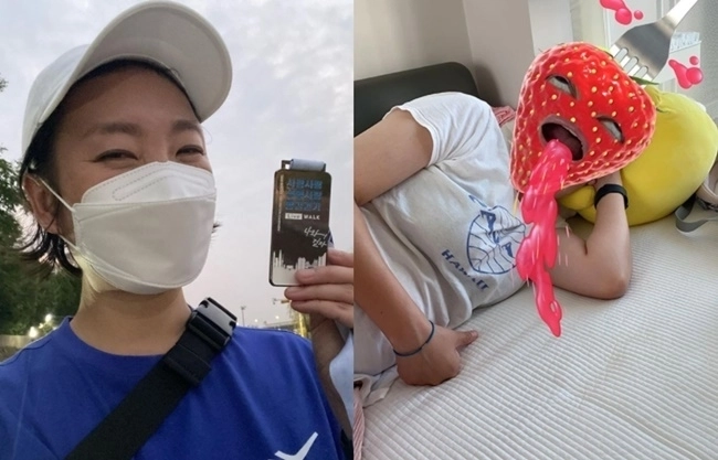 2021년 7월 고래회충 감염으로 복통과 구토로 고생한 개그우먼 정경미 모습. 정경미 인스타그램 캡처