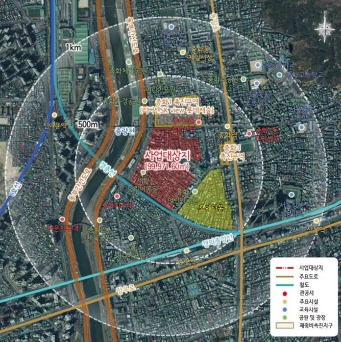 위치도(중랑구 중화동 329-38번지 일대 모아타운)