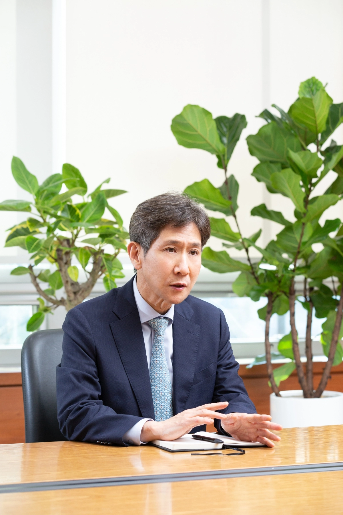 오균 서울연구원장이 20일 서울신문과 만나 기술과 정책의 융합이라는 통합 서울연구원의 장기 비전을 설명하고 있다. 서울연구원 제공