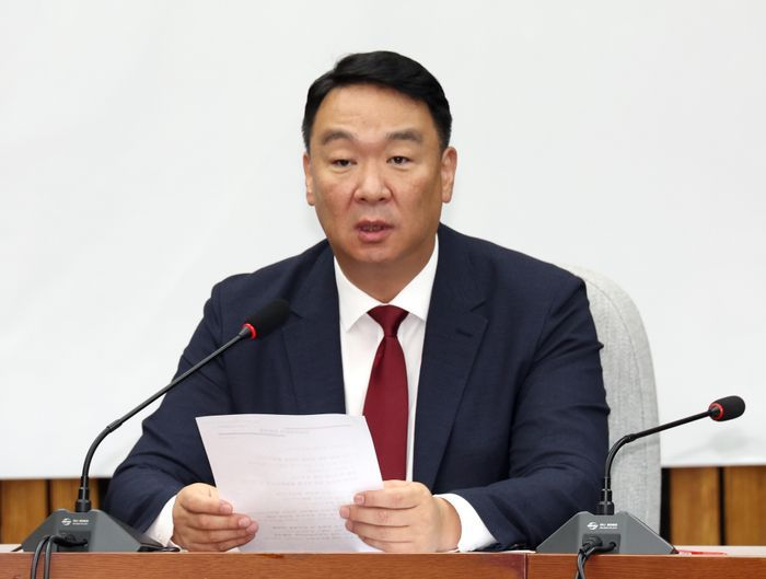 정희용 국민의힘 사무총장이 지난 9월 2일 오전 국회에서 열린 원내대책회의에서 발언하고 있다. 뉴시스