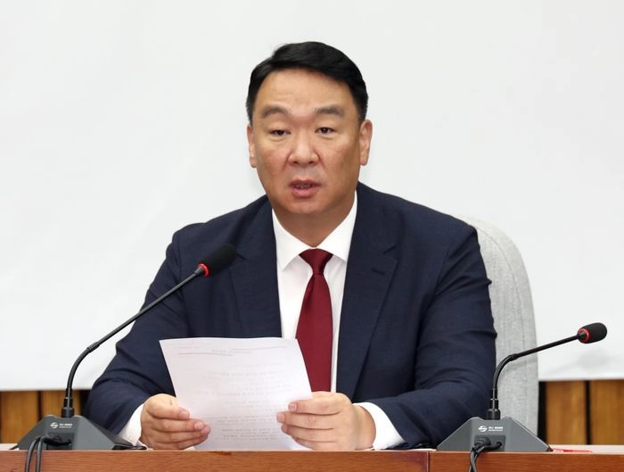 정희용 국민의힘 사무총장이 지난 9월 2일 오전 국회에서 열린 원내대책회의에서 발언하고 있다. 뉴시스