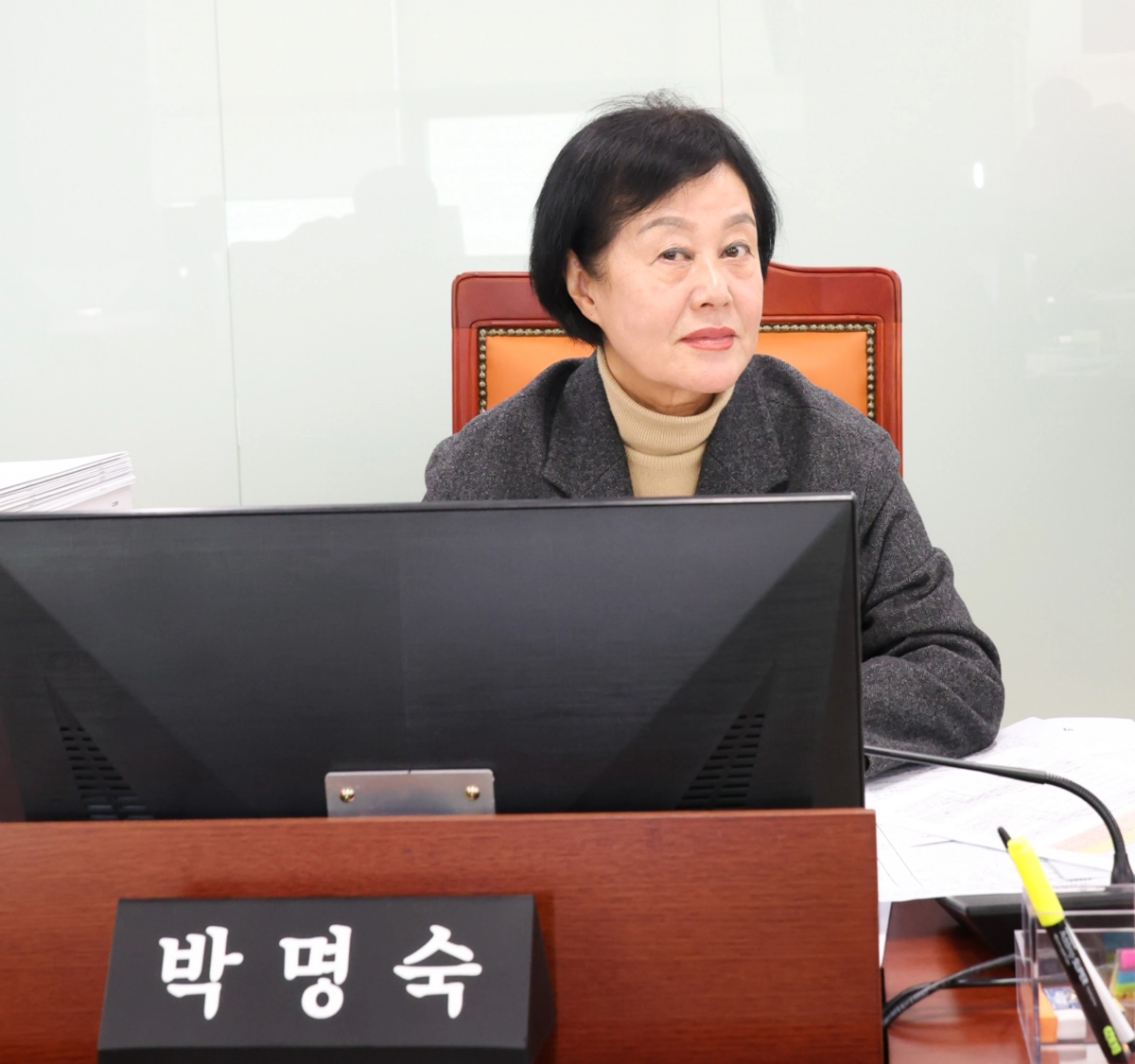 21일 2026년 예산안 심의 중인 박명숙 의원.(사진=경기도의회)