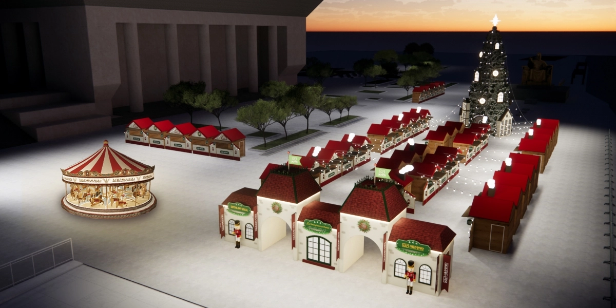 서울시가 다음 달 12일부터 24일간 ‘2025 서울윈터페스타’를 진행하는 가운데 광화문광장에서 산타 마을을 주제로 열릴 광화문 마켓 행사의 조감도. 서울시 제공