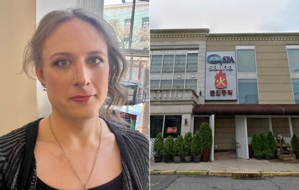 미국 뉴저지주 팰리세이즈파크에 있는 한국식 대형 찜질방 ‘킹 스파 앤 사우나’(오른쪽)가 트랜스젠더 여성 알렉산드라 고버트(왼쪽)와의 소송 끝에 비수술 트랜스젠더도 자신의 성 정체성에 따라 성별 분리 구역을 이용할 수 있도록 최근 정책을 바꿨다고 뉴욕포스트가 보도했다. 고버트 링크드인·구글맵 스트리트뷰 캡처