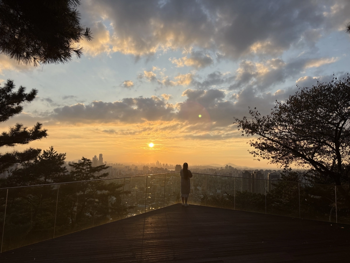 남산하늘숲길의 대표 포인트인 노을전망대에서 바라본 서울 풍경. 남산하늘숲길엔 개방 한 달 만에 9만명이 다녀갔다. 서울시 제공