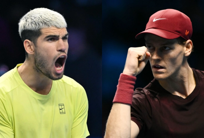 카를로스 알카라스(왼쪽)와 얀니크 신네르(오른쪽). EPA·AFP 연합뉴스