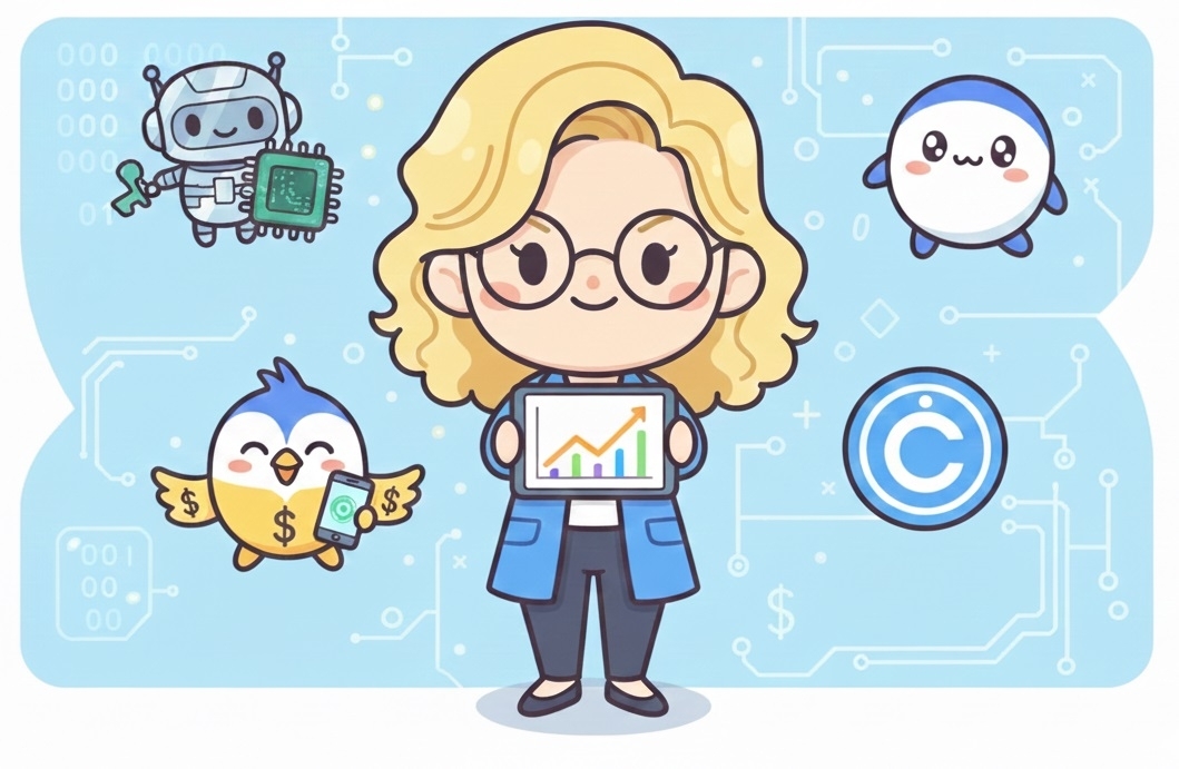 코어위브·로빈후드·써클 등 가상화폐 관련 종목을 추가 매수한 캐시 우드 아크인베스트 최고경영자(CEO) 일러스트.