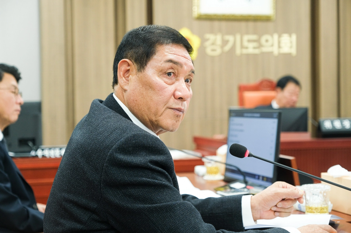 김규창 부의장이 경기도 자치경찰위원회에 대한 2026년도 예산 심사에서 질의하고 있다.(사진=경기도의회)