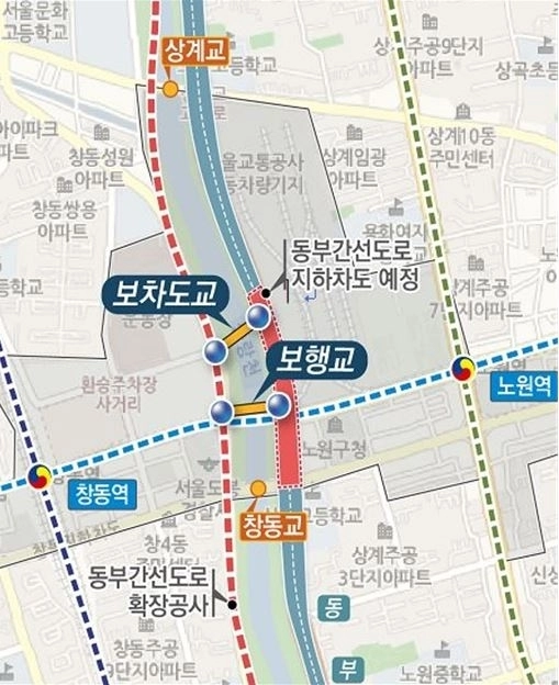 창동·상계 동서 간 연결교량 위치도