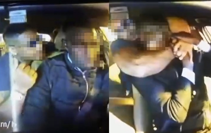 아랍에미리트 두바이에서 택시에 탑승한 한 남성이 운전기사 뒷좌석에서 말을 걸더니 목을 조르는 모습. 엑스(X·옛 트위터) 캡처