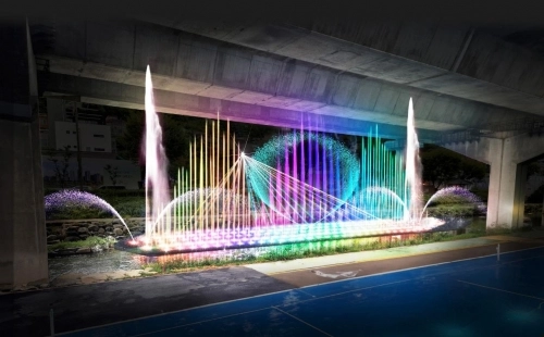 서울 서대문구 홍제천 연가교 인근 음악분수.   서대문구 제공